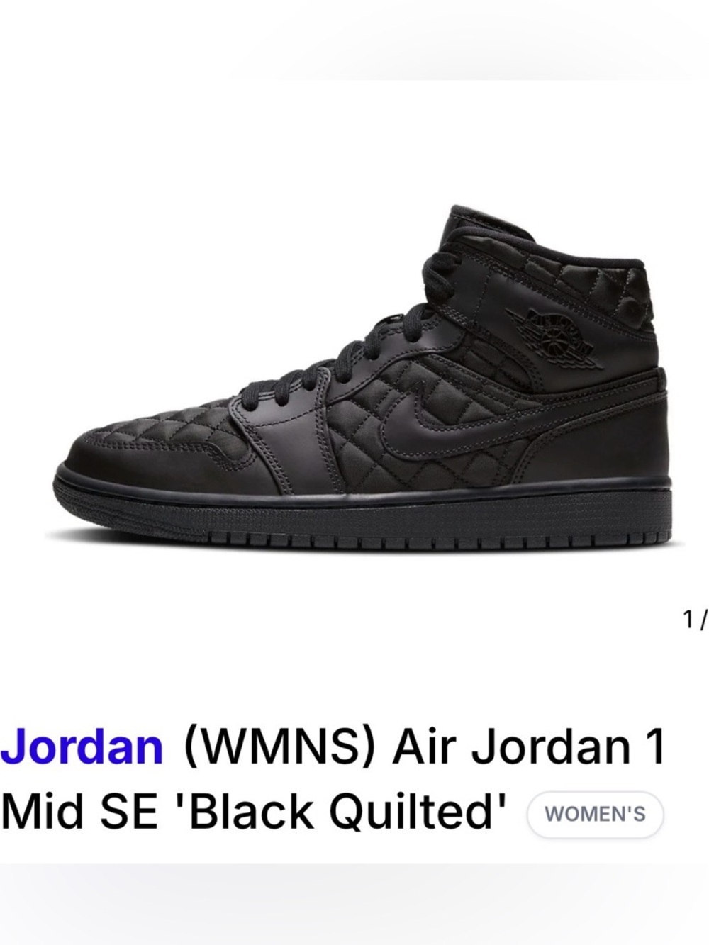 Air Jordan Nike 1 mid quilted black new 8